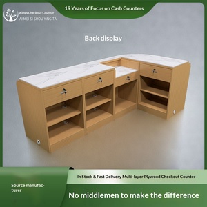 <span class=keywords><strong>Comptoir</strong></span> de caisse de supermarché moderne et simple, combiné pour magasin de proximité, en bois massif, idéal pour magasin maternelle et enfant, ou snack-bar - Product Image 4