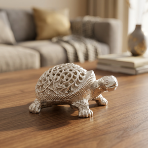 รูปปั้นเต่าทองเหลืองชุบเงิน งานฝีมือ ตกแต่งบ้าน - Product Image 3
