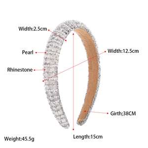 Diadema con diamantes de imitación y perlas coloridas con purpurina para <span class=keywords><strong>mujer</strong></span>, diadema acolchada con diseño de aro, accesorios para el cabello para niñas - Product Image 4