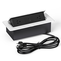 Caja de Conexión Oculta con 3 Tomas de Corriente US + 2 Puertos USB para Escritorio/Mesa de Oficina, Enchufe de Corriente Emergente