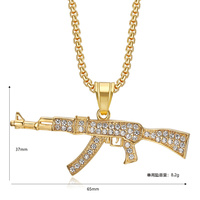 Bijoux rock personnalisés collier pendentif mitraillette en acier inoxydable chaîne de clavicule Ak-47 HIP HOP pour hommes cadeau