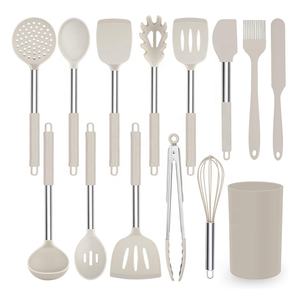 14 pièces d'ustensiles de cuisine résistants à la chaleur sans BPA, ustensiles de cuisine antiadhésifs en acier inoxydable et silicone, ustensiles et outils de cuisine pour la maison - Product Image 1