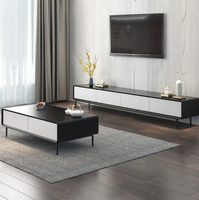 Meuble TV Simple de taille salon, meuble de sol nordique en noyer noir, meuble TV, table basse