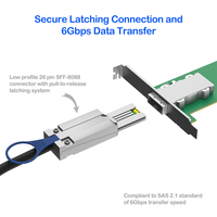 Kabel Mini SAS SFF-8088 ke SFF-8087 6Gbps 26Pin ke 36Pin, Kabel Nylon PVC dengan Pull-Tab Latch untuk Server RAID HBA Storage Controller