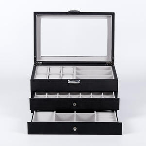 Большой роскошный переносной органайзер для ювелирных изделий с 3 ящиками, зеркальный квадратный футляр из МДФ для ювелирных изделий, Женский Дорожный Кожаный Ящик для хранения - Product Image 5