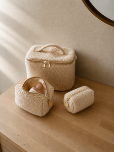 Plush Barrel <b>Mini</b> Cosmetic <b>Pouch</b> with Gold-Tone Zipper for Travel Makeup and Small Beauty Item Storage - Product Image 5