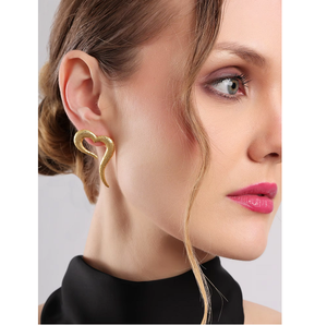 ต่างหูแบบเปิดรูปหัวใจ พื้นผิวมีลวดลาย ดีไซน์ทันสมัย น้ำหนักเบา สวยหรู เครื่องประดับแฟชั่นสำหรับผู้หญิง - Product Image 4