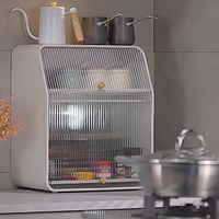 En gros OEM Meuble de rangement en acier au carbone avec tiroir extractible, anti-poussière, organisateur de tasses et d'épices, pour cuisine et bureau, avec porte ajourée et éclairage LED