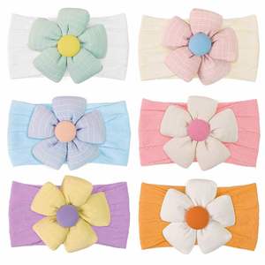 Diadema de algodón y nailon puro europeo-americano Manot con diseño de flor grande para recién nacidos, accesorios suaves para el cabello, embalaje personalizado - Product Image 5