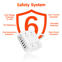 Estación de Carga USB de Escritorio OEM con 8 Tomas de Corriente Alterna, 6 Puertos USB, Cable de Extensión con Enchufe Plano, Protección Contra Sobrecargas, Regleta de Carga