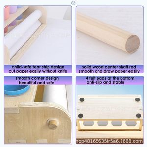 Wooden <b>Drawing</b> Paper <b>Storage</b> Rack Desktop Easel For Children Multi Functional Plywood Pen Holder - Product Image 2