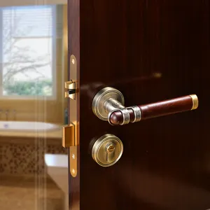 European Modern Style Hardware Interior Zinc Alloy Gold Internal Metal Lever Pull Door Handles For Bedroom Door