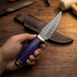 Handcrafted Industrial Grade Damascus Steel Fixed Blade Hunter/Camping <b>Knife</b> Wood <b>Handle</b> Drop Point Straight Edge 20 cm - Product Image 4