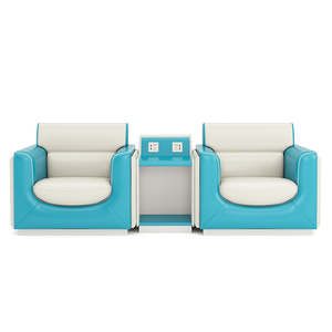 Fauteuils d'infusion et de salle d'attente confortables en bois massif avec accoudoirs en cuir véritable et rembourrage doux, mobilier médical hospitalier - Product Image 3