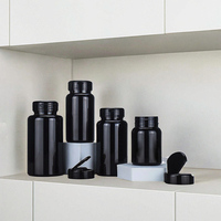 Bouteilles souples cylindriques noires en PEHD de 300 ml avec ouverture facile pour liquides, sérigraphie, distributeur de savon capillaire