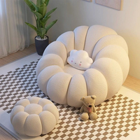 Fauteuil de loisir en tissu Pumpkin à une place avec éponge haute densité, compressé sous vide, aucun assemblage requis pour le salon