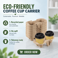 Plateau jetable biodégradable en fibre de papier pour gobelets à café à emporter, personnalisable OEM/ODM avec logo