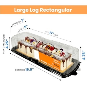Boîte à gâteau rectangulaire jetable en plastique avec couvercle transparent en forme de dôme et base noire pour l'emballage de pâtisserie - Product Image 4