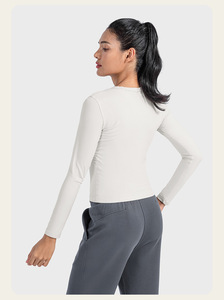 Nuove di questa settimana magliette da ragazza per il Fitness con costine di Yoga a maniche lunghe traspiranti per lo Yoga - Product Image 2