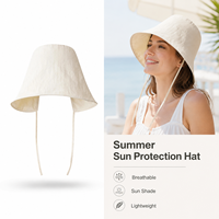 Chapeau Bob Femme à Large Bord Taille Unique 54-59cm Respirant Anti-UV avec Cordon de Serrage pour Plage, Voyage et Usage Quotidien