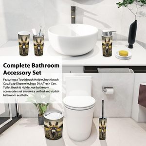 6-Piece Boho Vintage Donkey Yellow Field Floral Wreath Art <b>Print</b> <b>Bathroom</b> Accessory Set Steel Home Decor-Factory Wholesale - Product Image 4