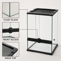 CHONGTONGPET Terrarium/Vivarium pour reptiles en verre flotté durable et réutilisable avec ouverture frontale 45x45x60cm, écran en maille supérieure, vente en gros