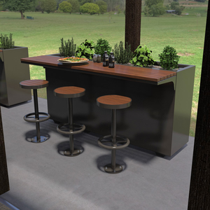 Tavolo rotondo personalizzato all'aperto Set Top in legno e materiale in acciaio tavolo Comping panca tavolo bar <span class=keywords><strong>ristorante</strong></span> adatto a più persone - Product Image 6