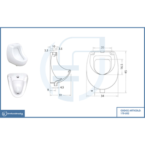 Urinoir à capteur céramique Linpha pour applications hospitalières - Product Image 2