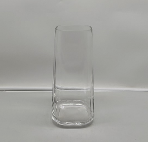 Hand Blown Small Tapered <b>Square</b> Clear Crystal Glass <b>Vase</b> Modern Home Office Tabletop Decorative Centerpiece - Product Image 2