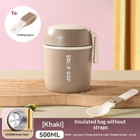Tasse à soupe isotherme en acier inoxydable 304, thermos alimentaire portable, mug de petit-déjeuner avec couverts intégrés et sac thermique