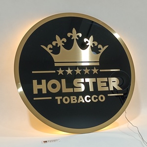 Factory Price Custom Illuminated Acrylic LED Round Golden Mirror Acrylic Electronic Signs for Hair Salon & Spa Business - Product Image 1