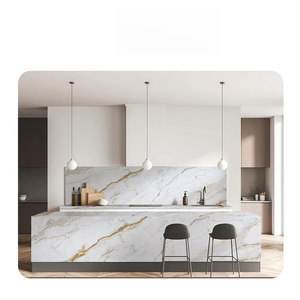 Dalles de quartz imprimées blanches en pierre artificielle Calacatta Gold PD, design moderne de luxe, polies pour plan de travail de cuisine, salle à manger d'hôtel - Product Image 3