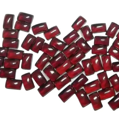 Wholesale Factory price natural garnet Baguette cabochon cut Shape Flat Back Red Garnet Mozambique for jewelry making