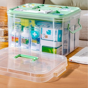 Caja de almacenamiento transparente Contenedor, Caja de primeros auxilios familiar Caja de medicamentos Organizador Kit de almacenamiento de medicamentos de plástico, Caja de almacenamiento de primeros auxilios - Product Image 3