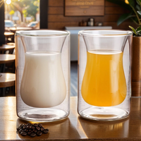 Tasse en verre soufflé à la main double paroi, 120 ml, en borosilicate transparent, résistante à la chaleur, anti-fuite, pour lait, écologique