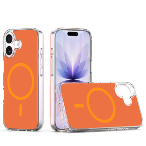 Nueva Funda Transparente Magnética con Carga Inalámbrica a Prueba de Golpes para <span class=keywords><strong>iPhone</strong></span> 17, Funda de TPU Acrílica Transparente, Color Naranja - Product Image 1