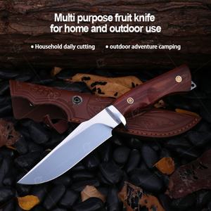 Cuchillo Portátil Multifuncional de Acero Inoxidable para Exteriores, Cuchillo para Carne y Frutas con Mango de Madera, Personalizable OEM - Product Image 2