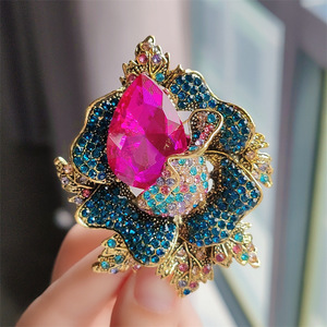 Hợp kim độc đáo với kim cương Inlay giá rẻ Hoa Trâm phụ nữ cao cấp tính khí men trâm cài cổ điển đầy màu sắc pha lê trang sức - Product Image 4