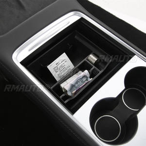 Boîte de rangement pour accoudoir central de voiture, pour Tesla Model 3 Y 2021, organisateur floqué pour console centrale, conteneurs, accessoires de voiture - Product Image 1