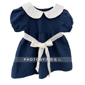 Nouvelle <span class=keywords><strong>Robe</strong></span> Mère-<span class=keywords><strong>Fille</strong></span> Tendance Estivale Style Coréen avec Col Claudine et Ceinture Nœud pour Tenues Assorties Parent-Enfant - Product Image 4