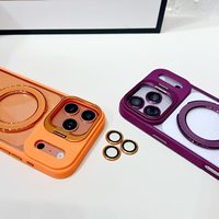 Support double transparent avec placage, protection intégrale, support d'objectif d'appareil photo, support magnétique en métal pour iPhone