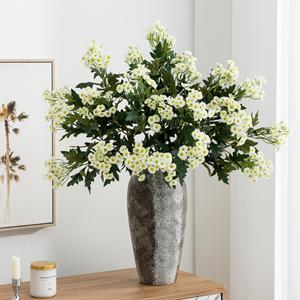 Bouquet de marguerites artificielles Meng Jie en PVC, fleurs en soie à longue tige, blanc et jaune, décoration intérieure, accessoires de mariage - Product Image 2