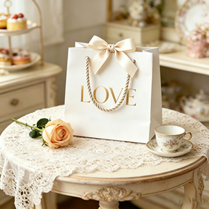 Custom Luxury Paper <strong>Gift</strong> <strong>Bag</strong> with Ribbon Bow, <strong>Personalized</strong> Logo Printed Shopping <strong>Bag</strong> for Wedding, Corporate <strong>Gift</strong> Packaging - Product Image 1