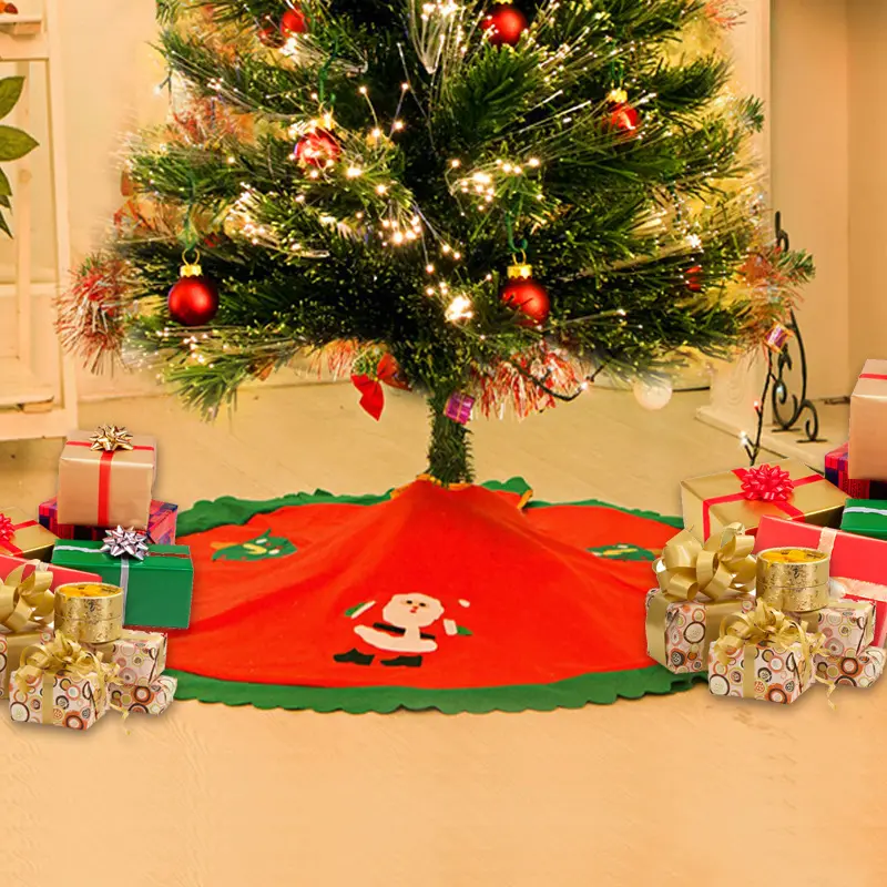 Xmas Trees Bottom Decorating Cartoon Santa Claus Snowman Print 60CM 90CM Christmas Tree Skirt