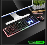 Teclado y Ratón con Cable Ultrafinos Retroiluminados LED para Juegos y Multimedia, Teclado y Ratón con Cable RGB para Oficina en Casa - En Stock