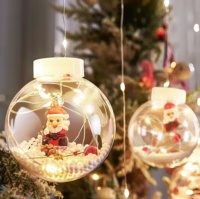Guirlande lumineuse de Noël en forme de boule à vœux, Père Noël, rideau de lumières féeriques, fil de cuivre, pour mariage, fête, décoration intérieure