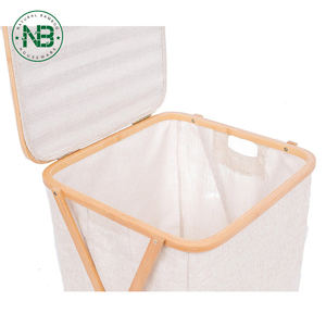 Giỏ Đựng Đồ Giặt Bằng Tre Lớn Đơn Giản Có Thể Gấp Gọn Giỏ Đựng Quần Áo Bẩn Phòng Tắm Có Khung <span class=keywords><strong>X</strong></span> Có Nắp Đậy Cho Phòng Tắm Phòng Ngủ - Product Image 3