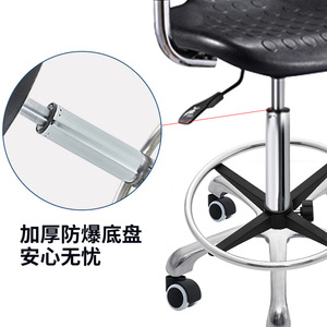 Hewei Industrial Chair PU Material Height <b>Adjustable</b> With Armrests And Casters For Cleanroom Hospital Lab Factory Use - Product Image 3