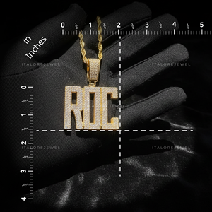 Colgante de Letra ROC de Plata 925 Chapado en Oro con Moissanita, Collar de Alfabeto, Joyería de Moda Hip Hop Unisex para Fiesta, Regalo, Amuleto - Product Image 6