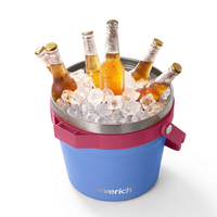 Seau à glace isotherme en acier inoxydable 6L avec ouverture intégrée pour 6 canettes, compatible lave-vaisselle
